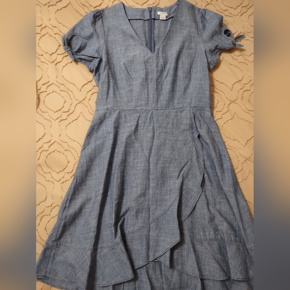 J. Crew blue chambray wrap dress size 10